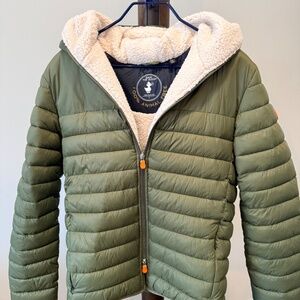 Save The Duck D39050M GIGA13 Puffer - Dusty Olive - Men's Size Small EUC w/ Tags